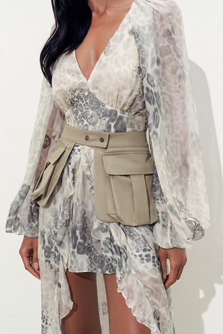 Chic V-Neck Long Sleeve Dress