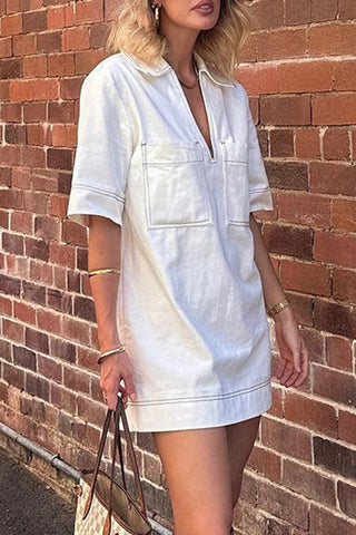 Casual Stitch-Detail Polo Dress