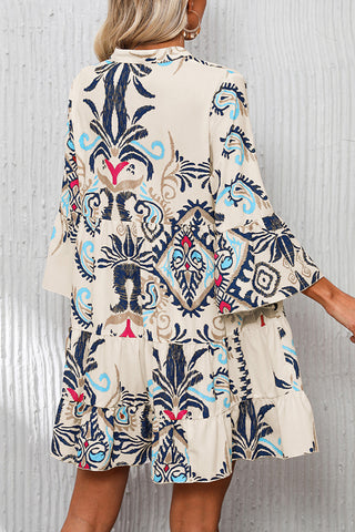 Boho Print Tiered Mini Dress