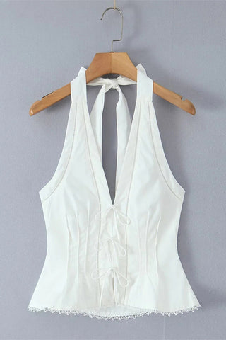 Lace-Up Halter Tank Top