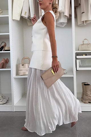 Elegant Button-Detail Skirt Set