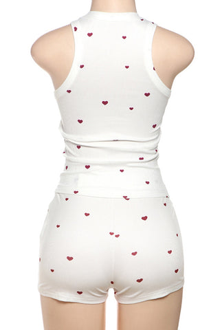 Heart Pattern Sleeveless Short Set