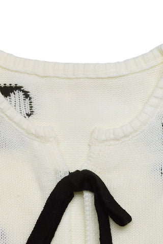 Bow-Tie Front Cardigan with Patterned Design