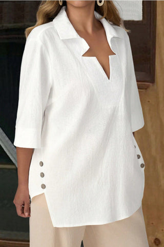 Notched Collar Blouse