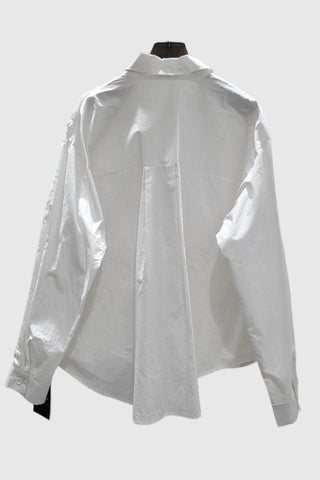 Ruffle-Trim Button-Up Blouse