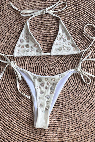 Triangle Bikini Set with Button Accents