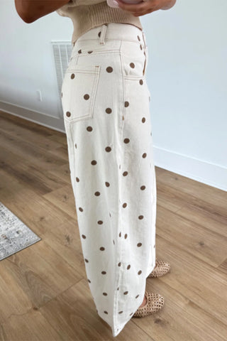 Polka Dot Straight-Leg Jeans
