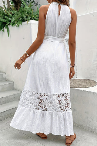 Lace Trim Halter Maxi Dress