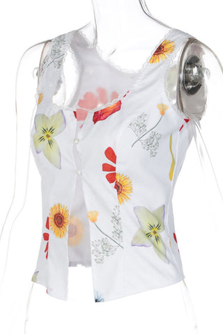 Floral Button-Down Tank Top
