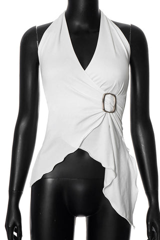 Asymmetrical Hem Tank with Buckle Detail