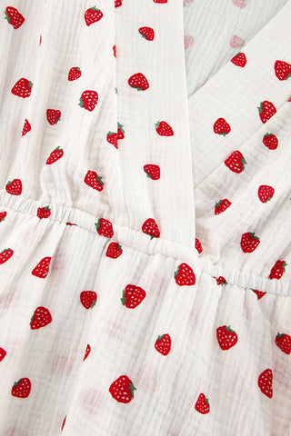 Flowy Strawberry Print Casual Dress