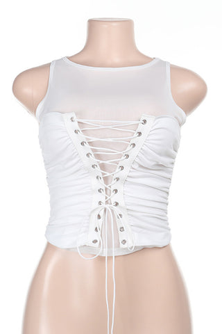 Lace-Up Corset Tank Top