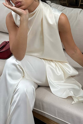 Elegant Asymmetric Sleeveless Set