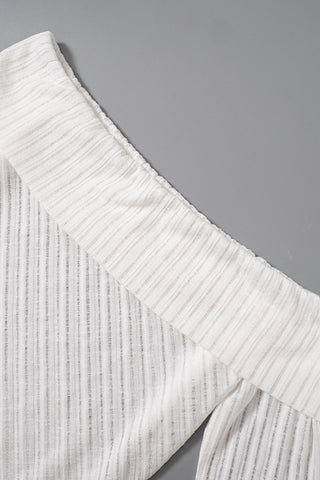 Off-Shoulder Asymmetrical Ribbed T-Shirt