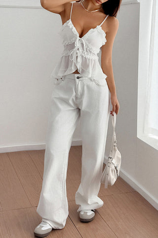 Ruffle-Trim Tie-Front Camisole