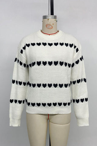 Heart Pattern Knit Sweater