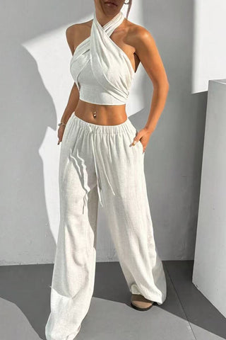 Halter Cross-Front Casual Set