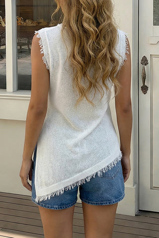 Sleeveless Frayed-Edge Tank Top