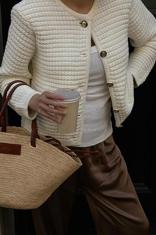 Textured Button-Up Cardigan