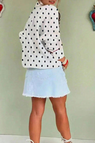 Polka Dot Contrast Trim Shirt