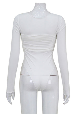 Long-Sleeve Twist-Front Bodysuit