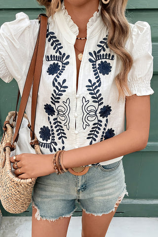 Floral Button-Front Top