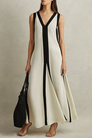 Striped V-Neck Maxi Dress