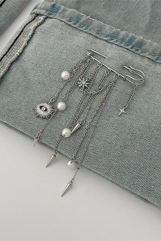 Chic Safety Pin Chain Brooch
