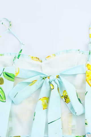 Lemon Print Sundress with Spaghetti Straps