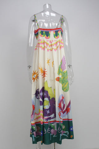 Artistic Print Sundress with Straps