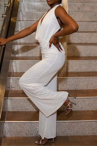 Draped Neck Pants Set