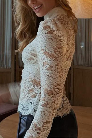Elegant High-Neck Lace Blouse