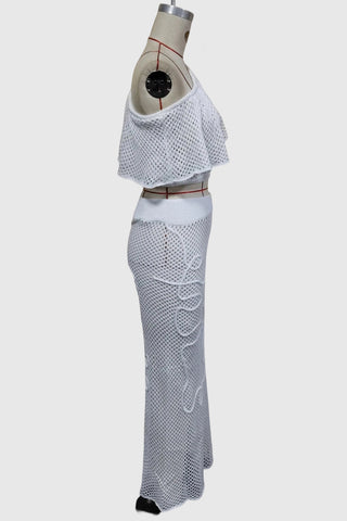 Off-Shoulder Crochet Skirt Set