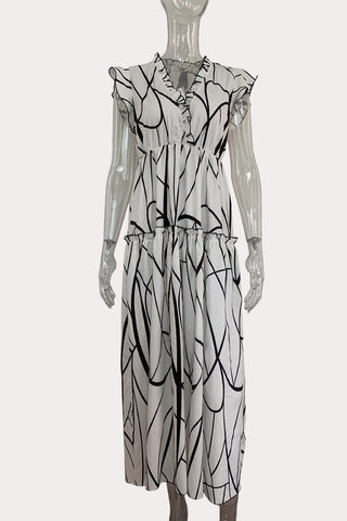 V-Neck Ruffle Sleeve Casual Dress