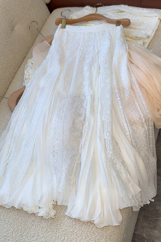 Elegant Pleated Skirt with Lace Detail