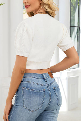 Button-Front Cropped Cardigan