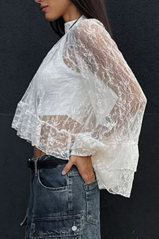 Elegant Lace High-Neck Blouse