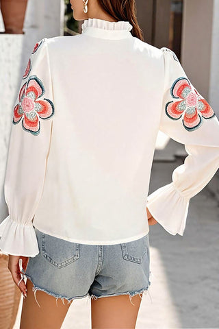 Ruffled Collar Floral Blouse