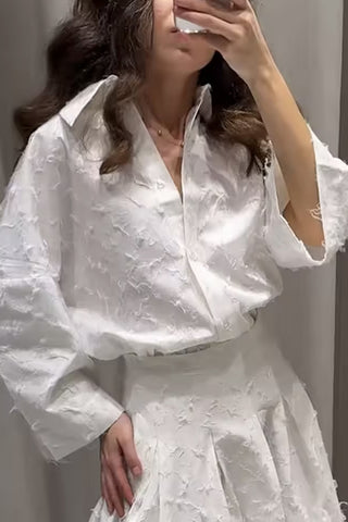 Textured Button-Down Blouse