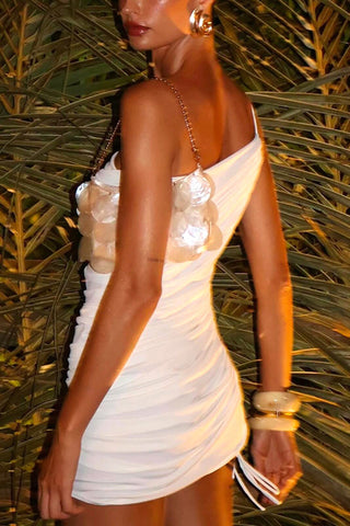 One-Shoulder Ruched Casual Dress