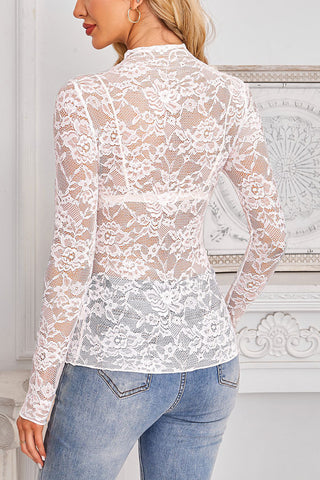 Black Floral Lace Long Sleeve Top