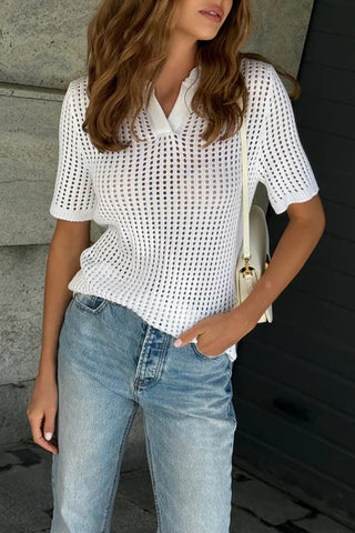 Perforated Polo Tank Top