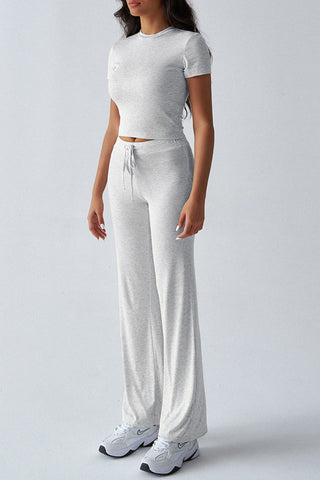 Short-Sleeve Crop Top and Pants Set