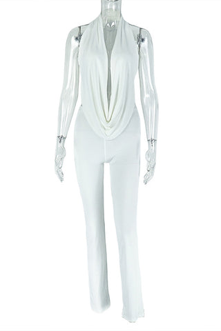 Draped Neck Halter Pants Set