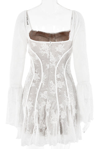 Sheer Lace Long Sleeve Dress