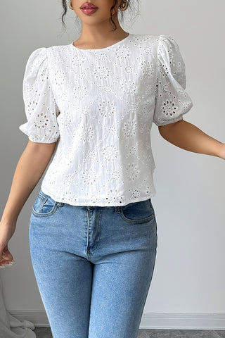 Eyelet Bow Back Blouse