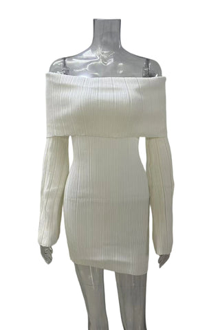 Off-Shoulder Ribbed Dress