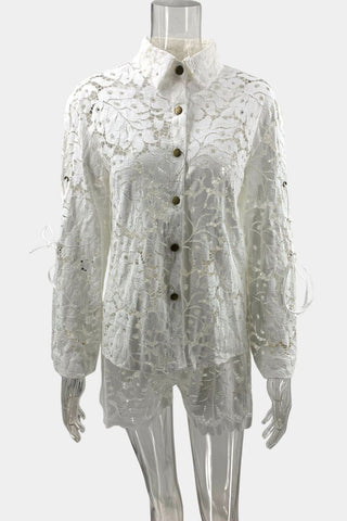 Eyelet Button-Up Short Set