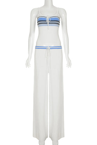 Casual Knit Tie Front Top and Bottom Set