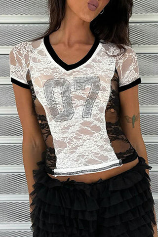 V-Neck Mesh Panel T-Shirt